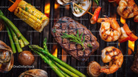 Juicy Grilled Steak with Shrimp Skewers and Corn on the Cob