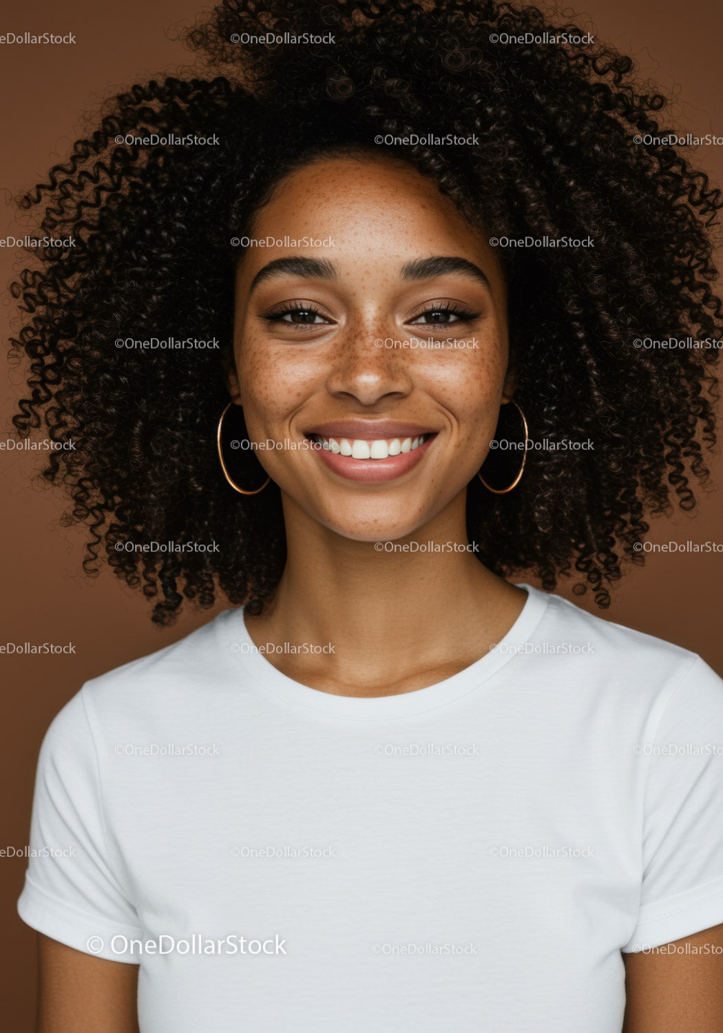 Vibrant Black Woman with Curly Hair Smiling Portrait
