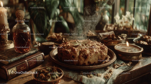 Herbal Potion and Vintage Decor on Rustic Wooden Table