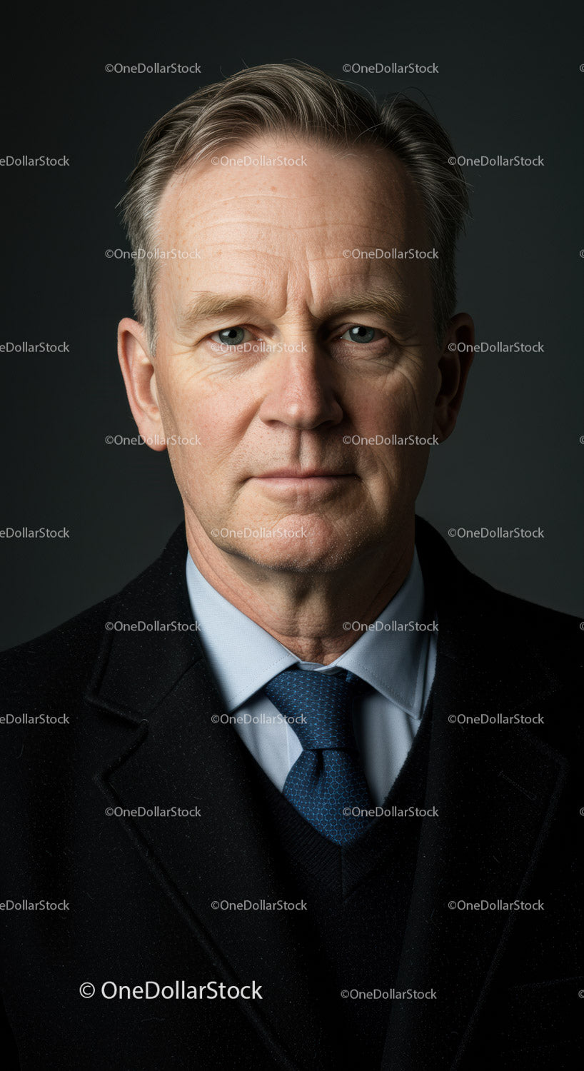 Professional Mature Male Business Portrait in Formal Suit