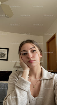 Young woman relaxing in cozy indoor setting