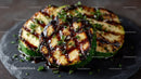 Grilled Zucchini Slices on Black Slate Plate with Char Marks
