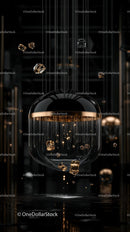 Elegant Modern Chandelier with Gold Accents and Hanging Glass Elements