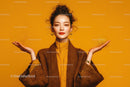 Stylish Young Woman in Orange Blazer with Confident Pose