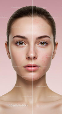 Comparison of Acne-Affected and Clear Skin in Young Woman