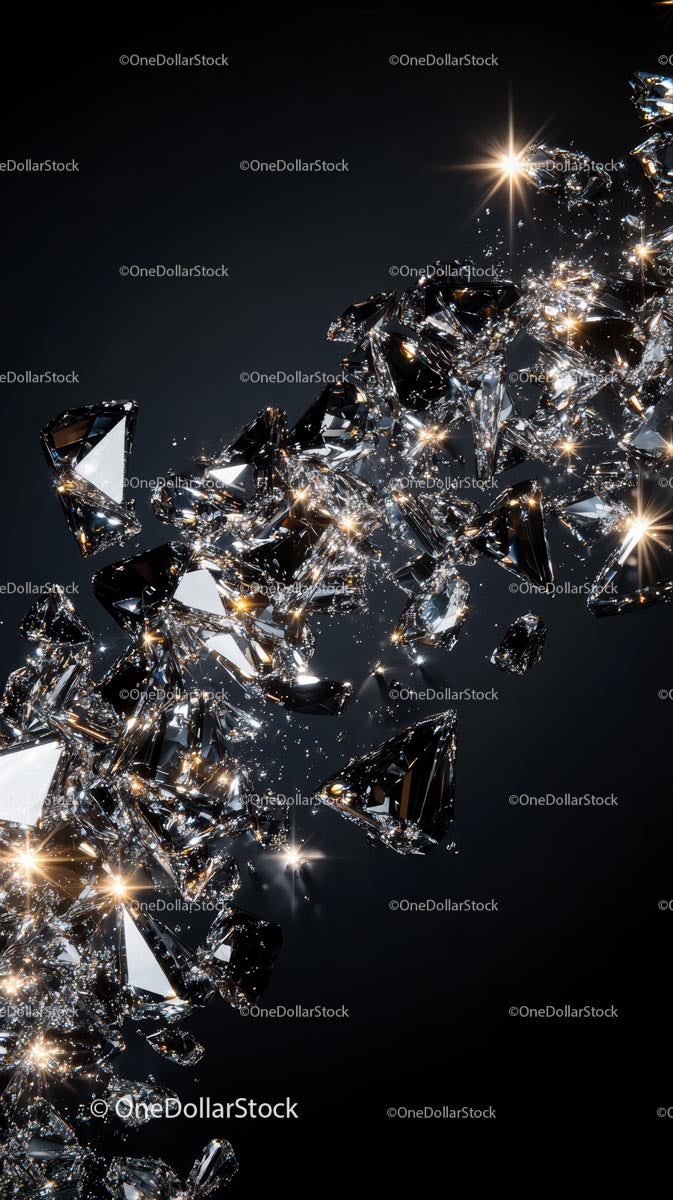 Sparkling Diamonds and Crystal Fragments with Glittering Light