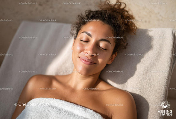 Relaxed Woman Enjoying Spa Treatment with a Peaceful Expression