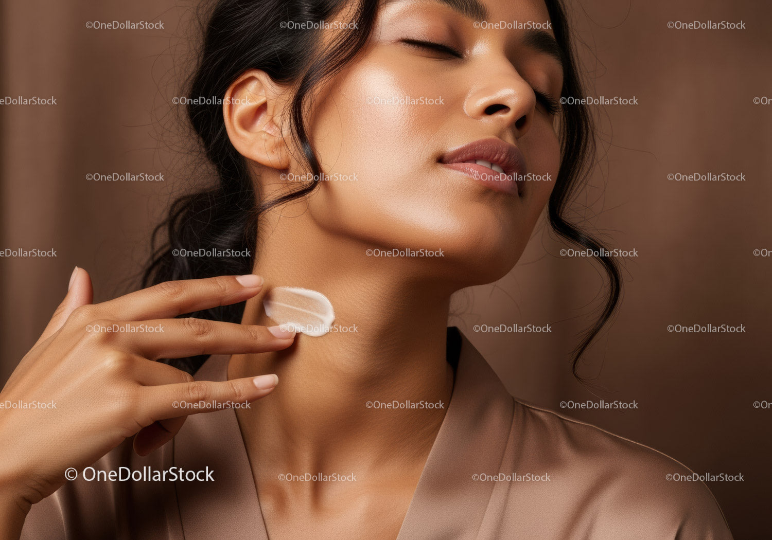 Beautiful Woman Applying Skincare Cream for Radiant Skin
