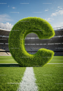 Green Grass Letter C Standing on Soccer Field