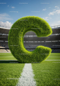 Green Grass Letter C Standing on Soccer Field