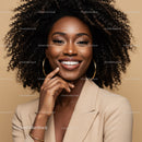 Elegant African American Woman with Curly Hair and Bright Smile