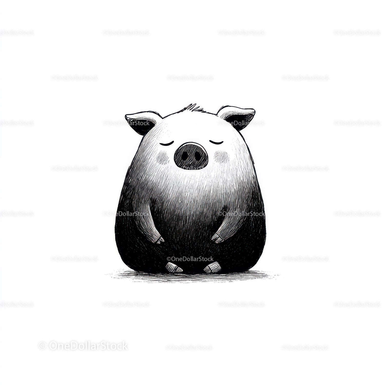 Black Pig Sculpture with Unique Textured Animal Art
