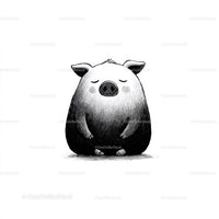 Black Pig Sculpture with Unique Textured Animal Art