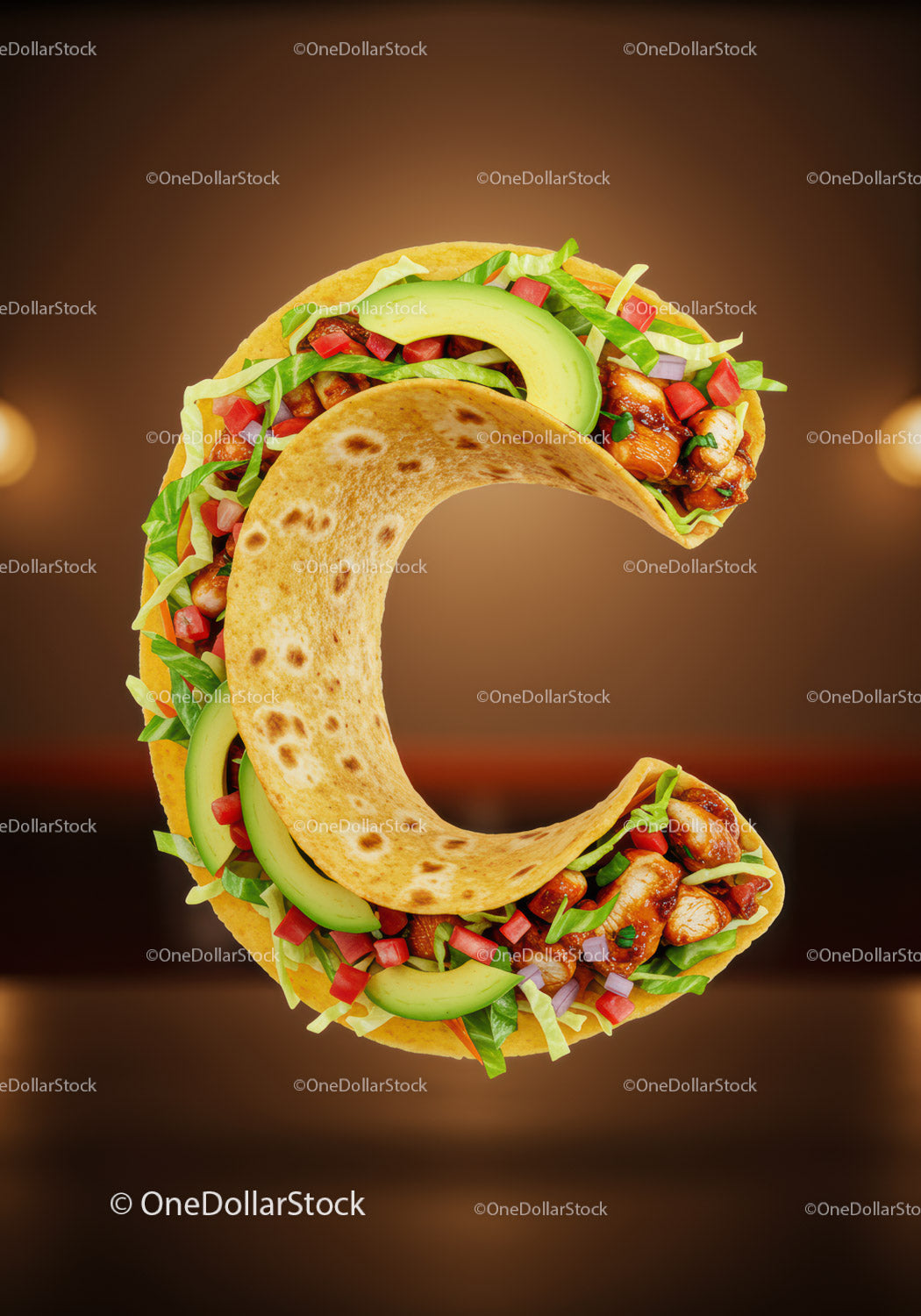 Taco w kształcie litery C ze świeżymi składnikami