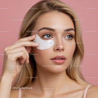 Close-up of Young Woman Applying Facial Mask with Clear Skin