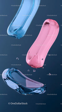 Abstract Glass Paint Blobs in Blue Pink and Purple Colors