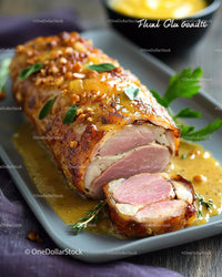 Bacon-Wrapped Stuffed Chicken Breast with Herb Garnish and Sauce