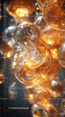 Elegant Golden Glass Spheres with Reflective and Light Effects
