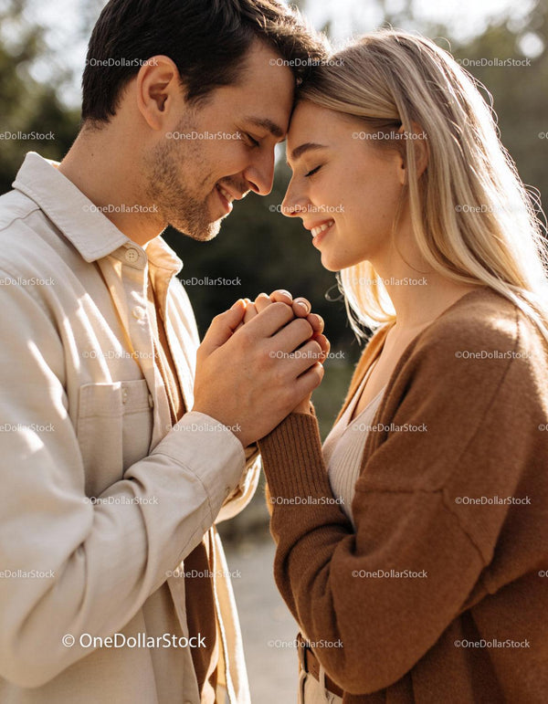 Couple Sharing Tender Moment Holding Hands Outdoors