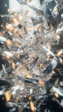 Shiny Metallic Streamers and Confetti Celebration Background