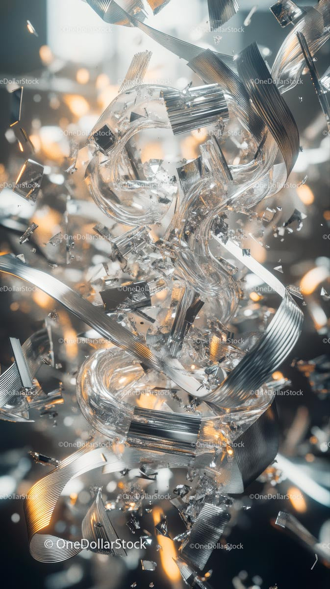 Błyszczące metaliczne serpentyny i tło uroczystości konfetti