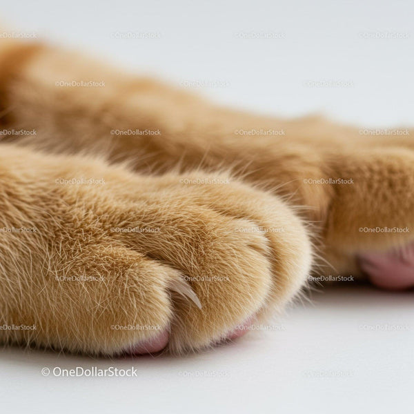 Close up of a cat's relaxed paws with soft fur