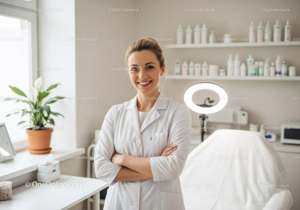 Uśmiechnięta Dermatolog w Nowoczesnej Klinice Pielęgnacji Skóry