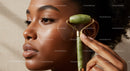 Close Up of an African American Woman Receiving Jade Roller Facial
