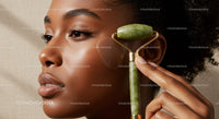 Close Up of an African American Woman Receiving Jade Roller Facial