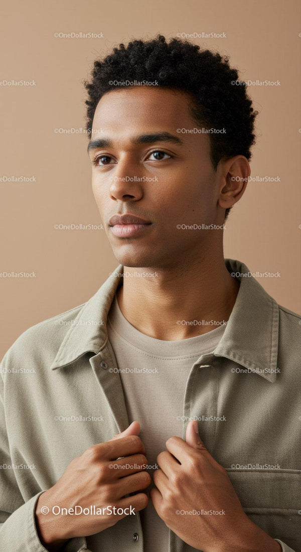 Young Man in Casual Clothing with Confident Expression