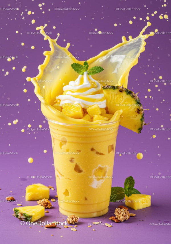 Orzeźwiający Smoothie Ananasowy z Kremowym Akcentem i Dekoracją