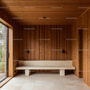 Modern Wooden Sauna Room with Cozy Bench and Natural Light