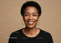 Elegant African American Woman Smiling with Natural Beauty and Joy