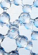 Close-up of clear molecular structure in blue light