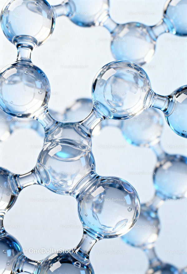 Close-up of clear molecular structure in blue light