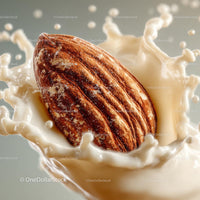Almond Splashing in Creamy Milk for Delicious Food Photography
