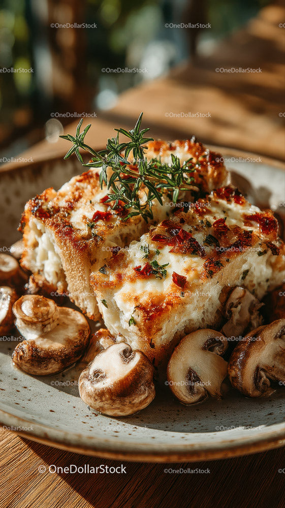 Baked Stuffed Mushroom Caps with Cheese and Herbs