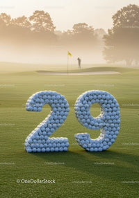 Golf course number twenty nine made of white balls