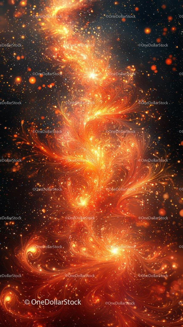 Vibrant Cosmic Explosion with Fiery Nebula Swirls and Star Formation