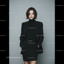 Stylish Woman in Black Suit with Confident Look for Business and Fashion