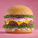 Colorful Sesame Seed Burger with Lettuce Tomato Cheese and Patty