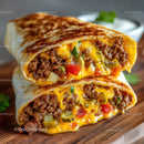 Beef and Cheese Burrito with Vegetables in Tortilla Wrap