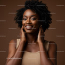 Vibrant Portrait of a Smiling Black Woman with Natural Curly Hair