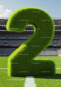 Large Grass Number Two Standing on Soccer Field