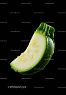Fresh green zucchini slice with water droplets