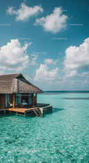 Luxury Overwater Bungalow with Turquoise Sea and Scenic Ocean View