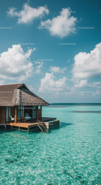 Luxury Overwater Bungalow with Turquoise Sea and Scenic Ocean View
