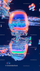 Vibrant Neon Abstract Sculpture with Sparkling Glass Effect