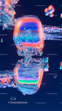Vibrant Neon Abstract Sculpture with Sparkling Glass Effect