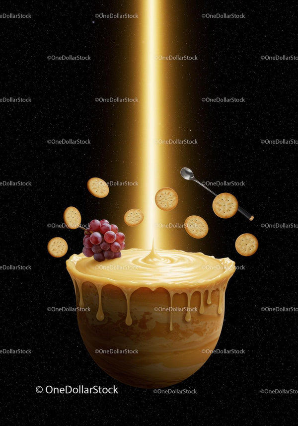 Creative cosmic dessert with crackers grape and spoon